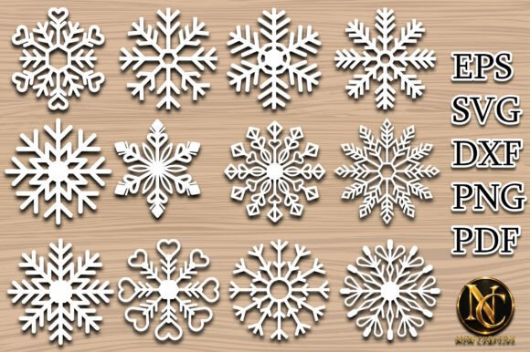 12_Snowflake_Laser_Cut_SVG_Bundle