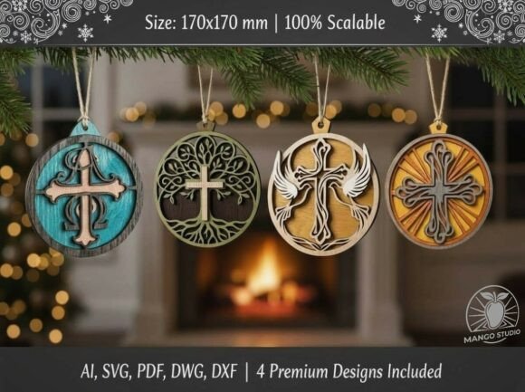 3D_Christmas_Cross_Ornament_Laser_File