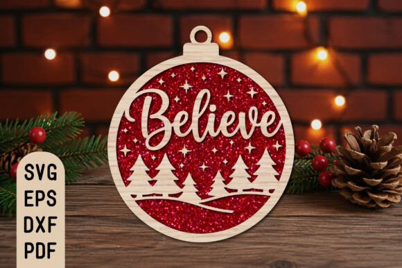 Believe_Christmas_Ornament_Laser_Cut_SVG