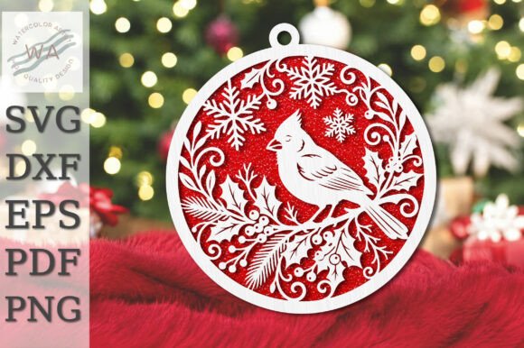 Cardinal_Bird_Christmas_Laser_Cut_SVG