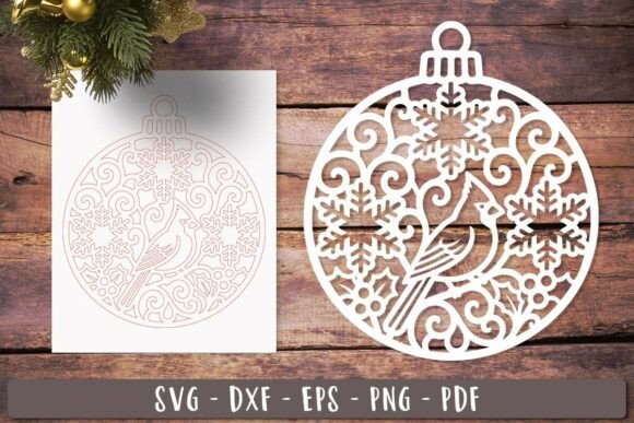 Cardinal_Snowflake_Ornament_SVG_Laser