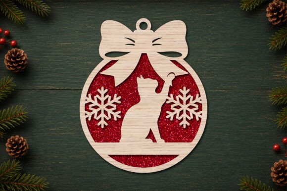 Cat_Christmas_Ornament_Laser_Cut_SVG