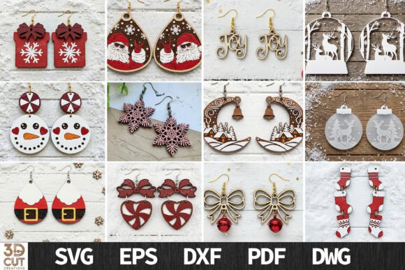 Christmas_Earrings_Laser_Cut_Bundle