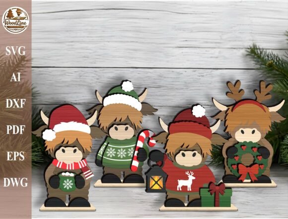 Christmas_Highland_Cow_Shelf_Sitter_SVG