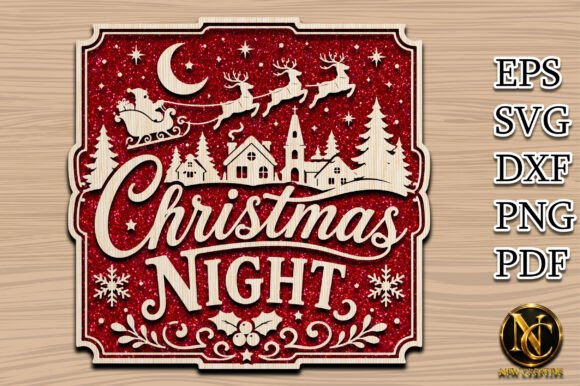 Christmas_Night_Santa_Sleigh_SVG