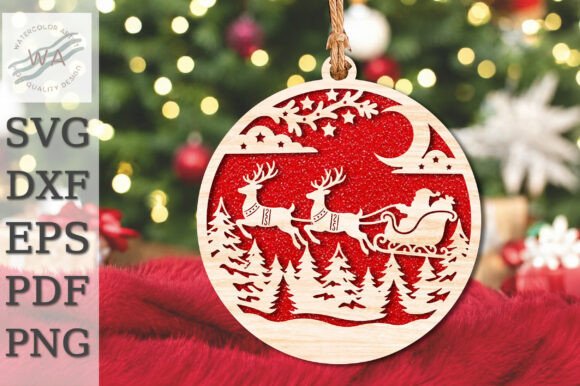 Christmas_Sleigh_Forest_Laser_Cut_SVG