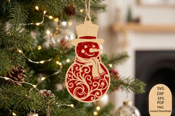 Christmas_Snowman_Ornament_Laser_Cut_SVG