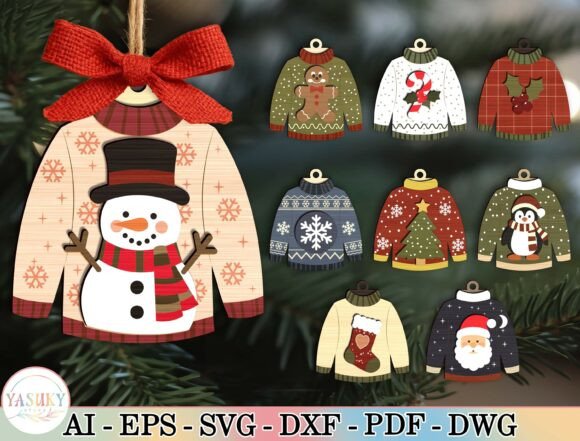 Christmas_Sweater_Ornament_Laser_Cut_SVG