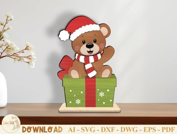 Christmas_Teddy_Bear_Shelf_Sitter_SVG