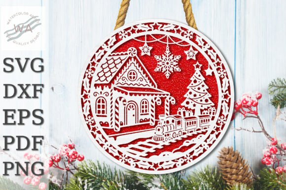 Christmas_Train_Ornament_Laser_Cut_SVG