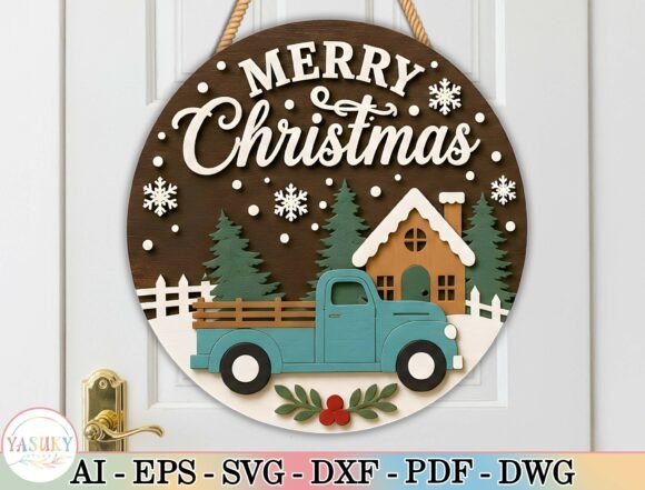Christmas_Truck_Door_Hanger_SVG