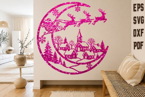 Christmas_Village_Moon_Laser_Cut_SVG