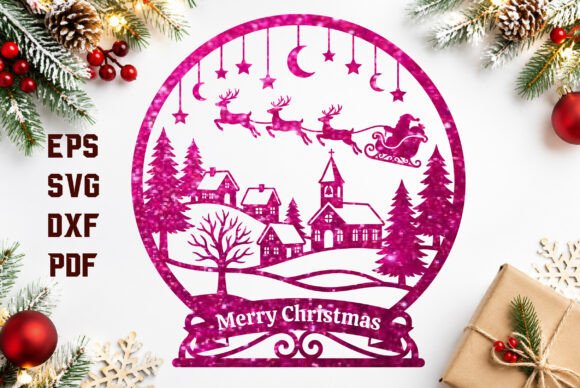 Christmas_Village_Snow_Globe_SVG