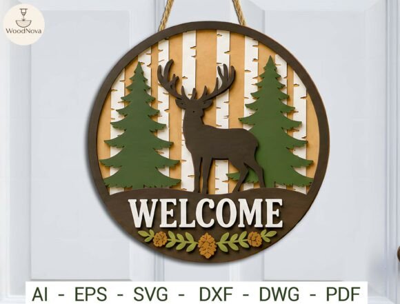 Deer_Welcome_Sign_Laser_Cut_File_SVG