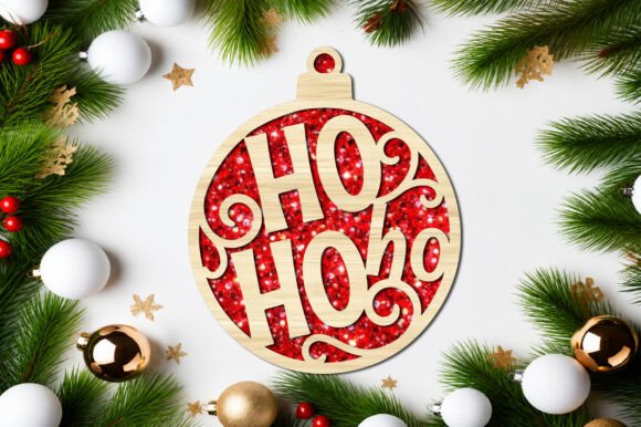 HO_HO_HO_Christmas_Ornament_Laser_Cut