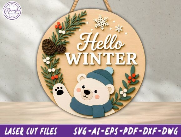 Hello_Winter_Door_Hanger_Laser_Cut_File