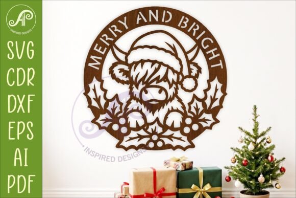 Highland_Cow_Christmas_SVG_Merry_Bright