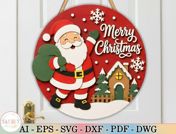 Layered_Christmas_Santa_Door_Hanger_SVG