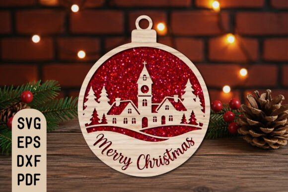 Merry_Christmas_Village_Church_Laser_Cut
