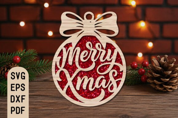 Merry_Xmas_Ornament_Laser_Cut_SVG