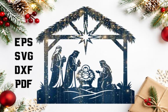 Nativity_Christmas_Stable_Laser_Cut_SVG