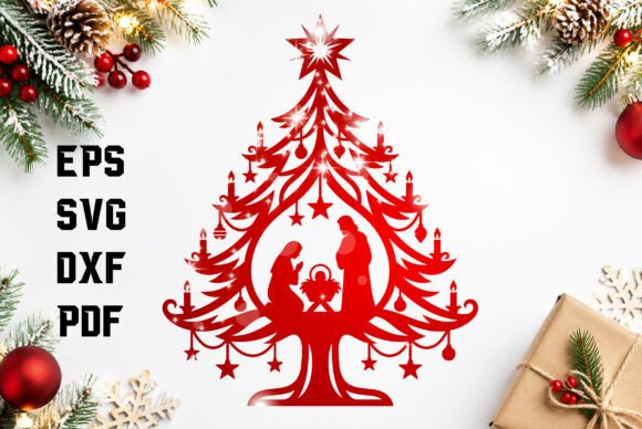 Nativity_Christmas_Tree_Laser_Cut_SVG