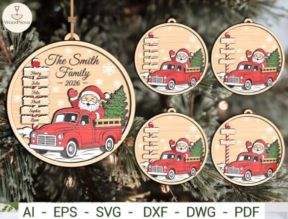Personalized_XmasTruck_Ornament_SVG