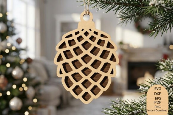 Pine_Cone_Christmas_Ornament_Laser_Cut