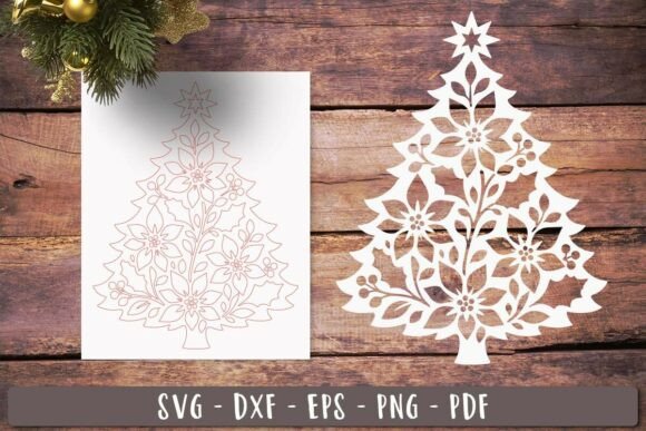 Poinsettia_Christmas_Tree_SVG_Laser_Cut