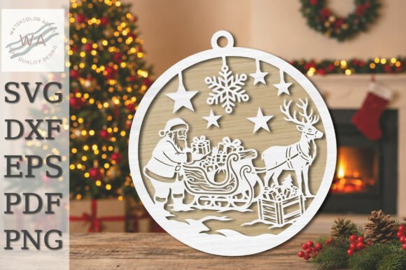 Santa_Loading_Sleigh_Laser_Cut_SVG