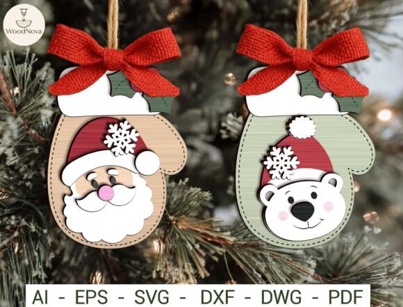 Santa_Polar_Bear_Xmas_Ornament_SVG